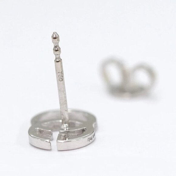 GUCCI Interlocking G Logos Stud Earrings 18 White Gold 750 Auth - Picture 5 of 5